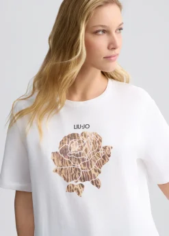 Liu Jo Camiseta con flor de estampado animal-Mujer Camisetas Y Tops