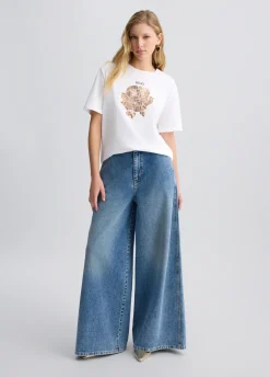 Liu Jo Camiseta con flor de estampado animal-Mujer Camisetas Y Tops