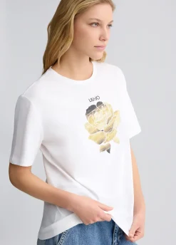 Liu Jo Camiseta con flor y strass-Mujer Camisetas Y Tops