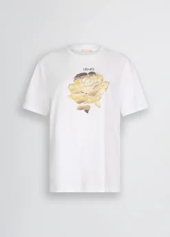 Liu Jo Camiseta con flor y strass-Mujer Camisetas Y Tops