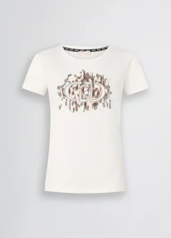 Liu Jo Camiseta con logotipo con estampado animal y strass-Mujer Ropa Deportiva|Camisetas Y Tops