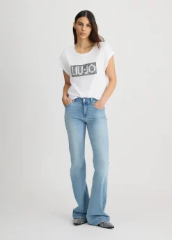 Liu Jo Camiseta con logotipo y strass-Mujer Moda Baño|Camisetas Y Tops