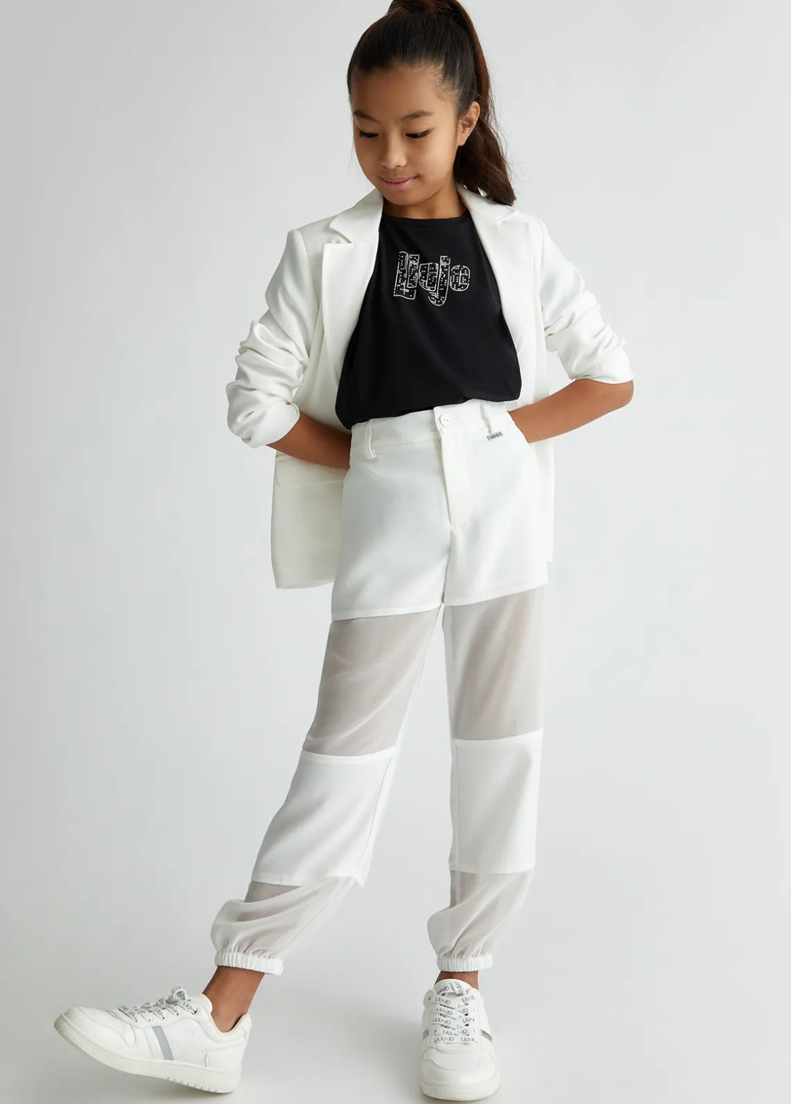 Liu Jo Camiseta con logotipo y strass- Camisetas
