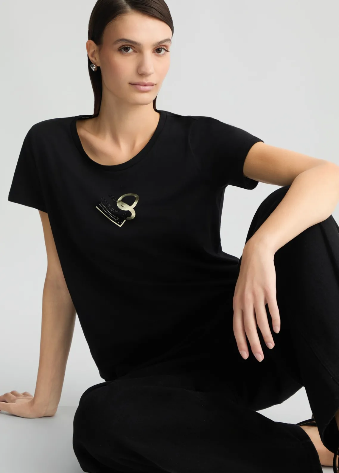 Liu Jo Camiseta con logotipo y strass-Mujer Ropa Deportiva|Camisetas Y Tops
