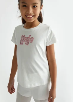 Liu Jo Camiseta con logotipo y strass- Camisetas