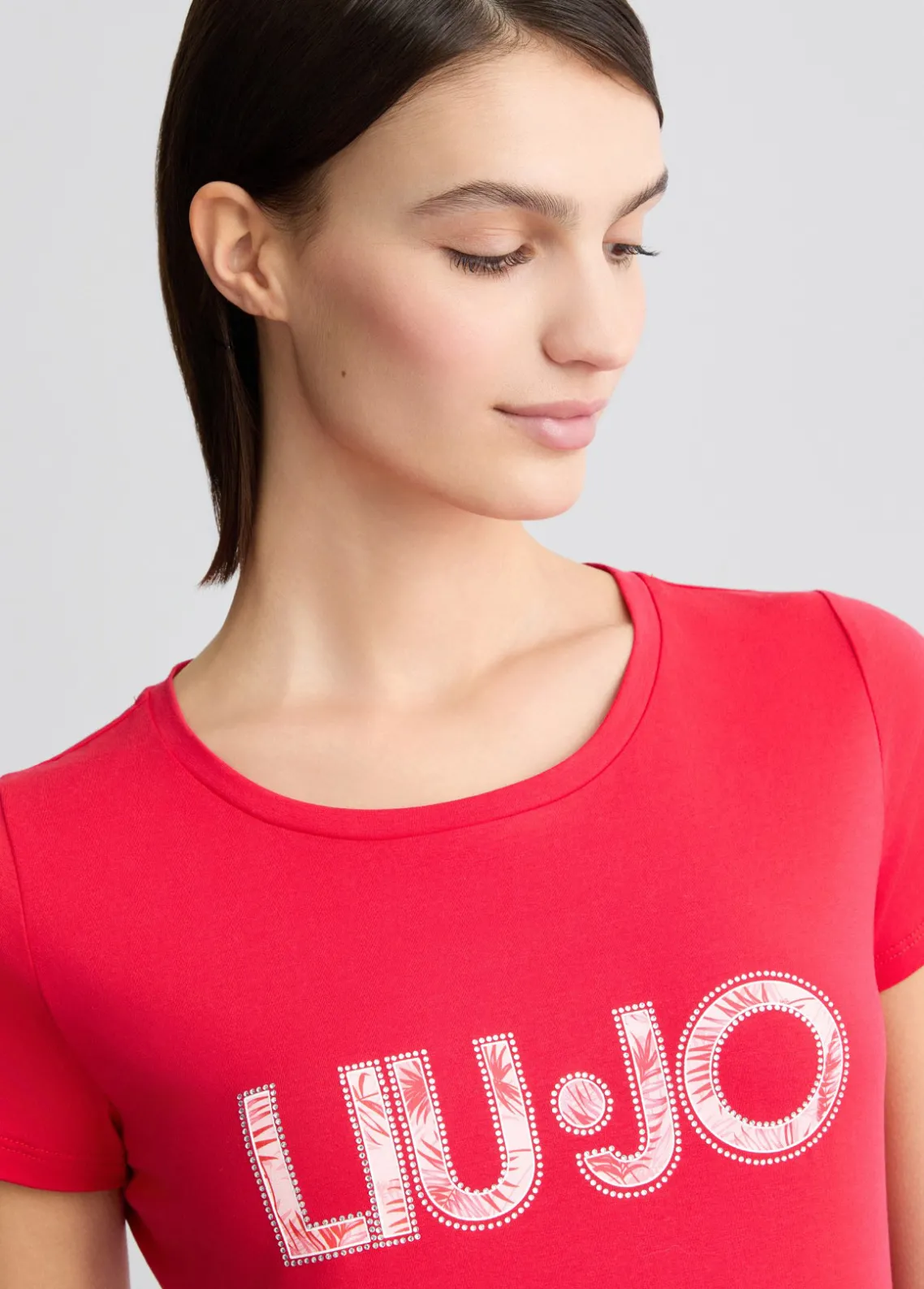 Liu Jo Camiseta con logotipo y strass-Mujer Moda Baño|Camisetas Y Tops
