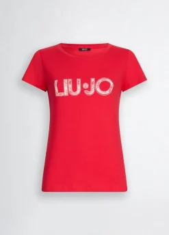 Liu Jo Camiseta con logotipo y strass-Mujer Moda Baño|Camisetas Y Tops