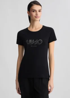 Liu Jo Camiseta con logotipo y strass-Mujer Camisetas Y Tops