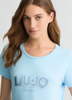 Liu Jo Camiseta con logotipo y strass-Mujer Camisetas Y Tops