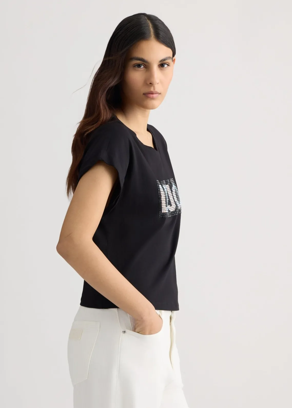 Liu Jo Camiseta con logotipo y strass-Mujer Moda Baño|Camisetas Y Tops