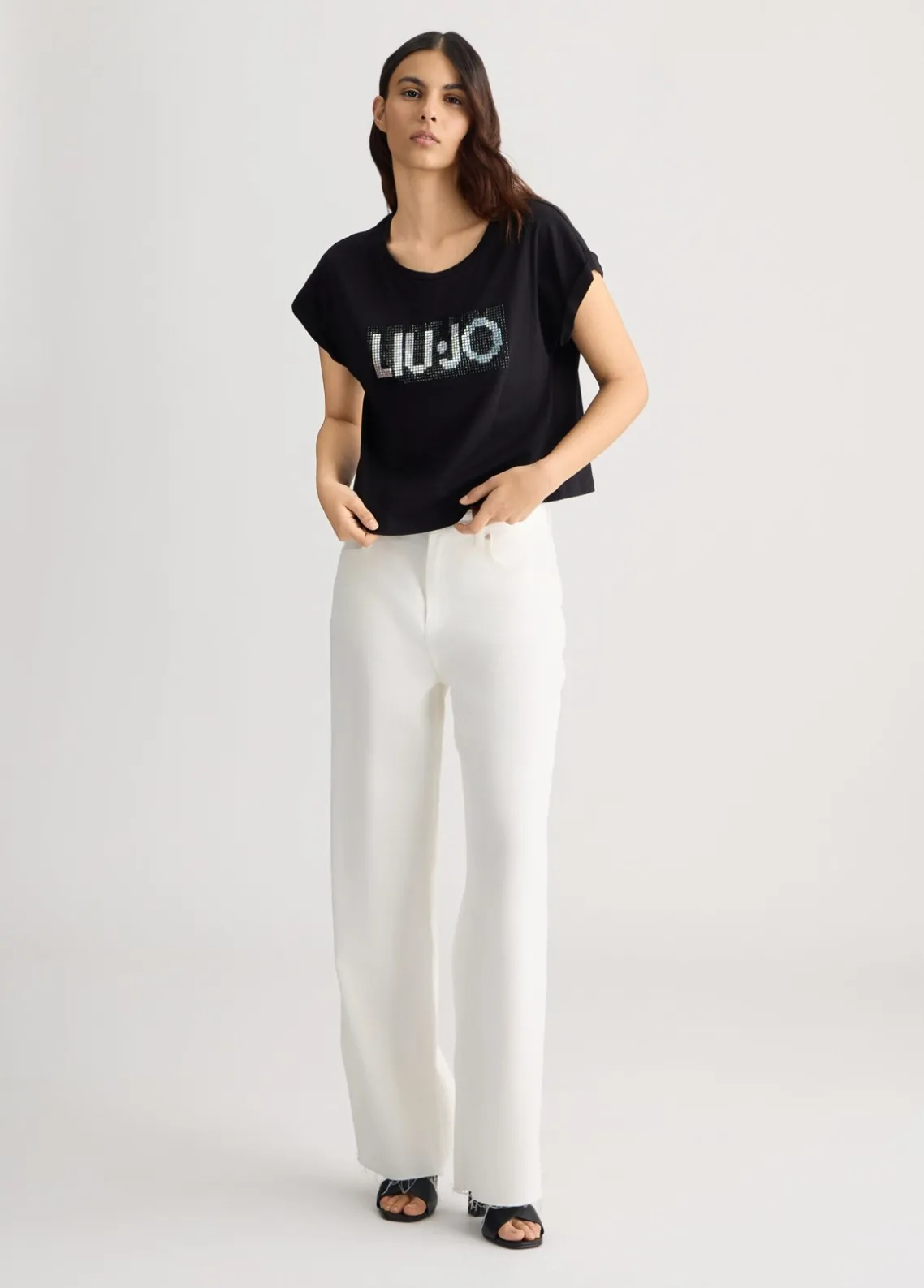 Liu Jo Camiseta con logotipo y strass-Mujer Moda Baño|Camisetas Y Tops