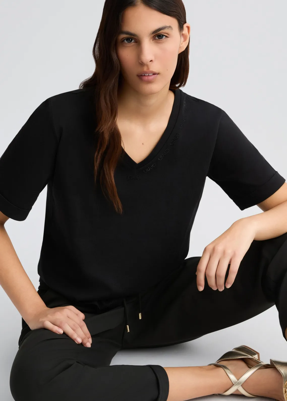 Liu Jo Camiseta con logotipo y strass-Mujer Ropa Deportiva|Camisetas Y Tops
