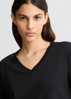 Liu Jo Camiseta con logotipo y strass-Mujer Ropa Deportiva|Camisetas Y Tops