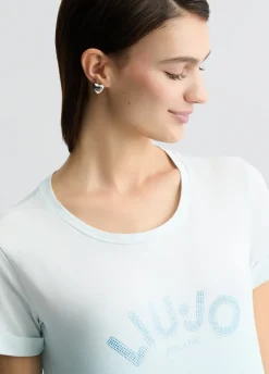 Liu Jo Camiseta con logotipo y strass-Mujer Ropa Deportiva