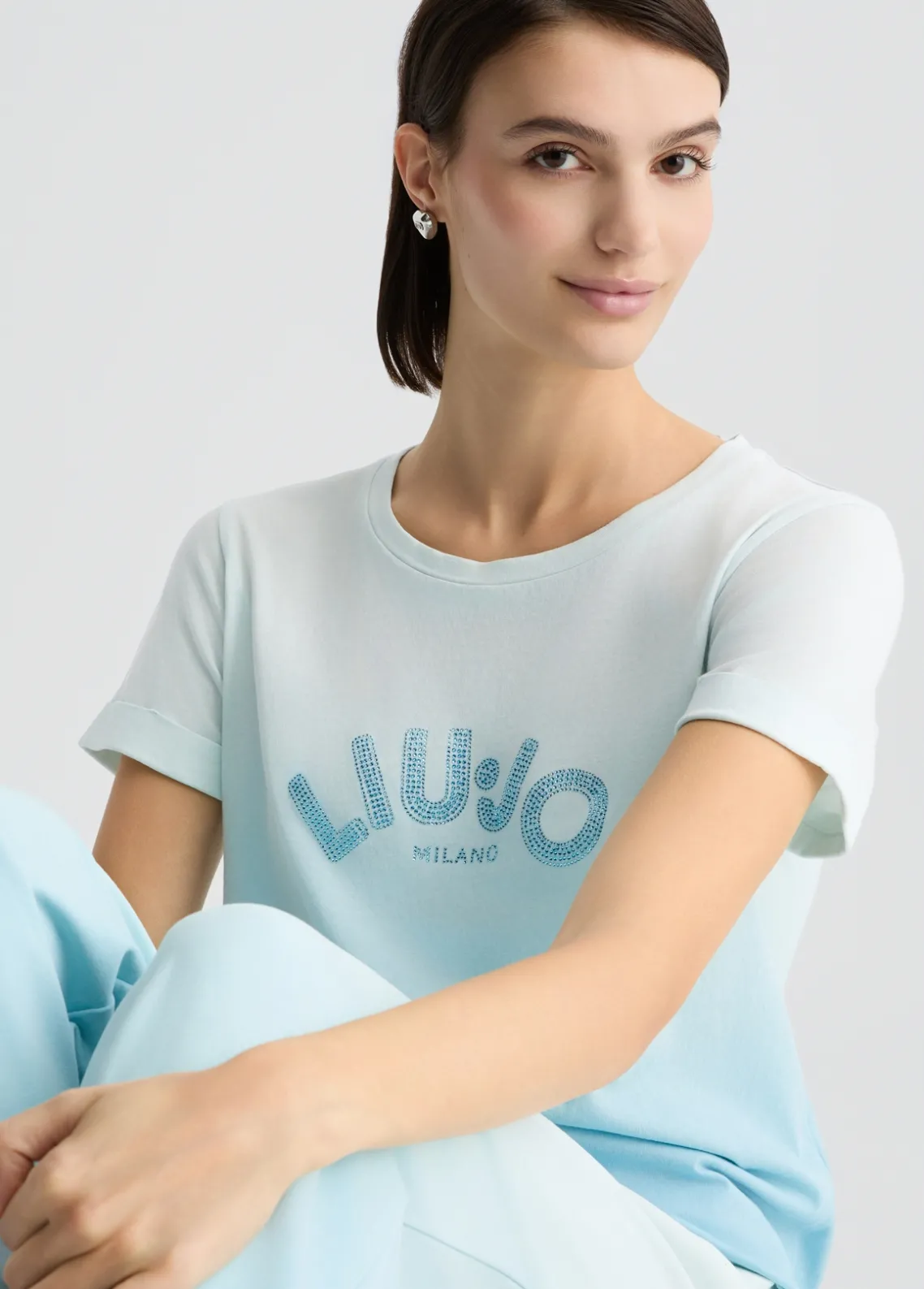 Liu Jo Camiseta con logotipo y strass-Mujer Ropa Deportiva