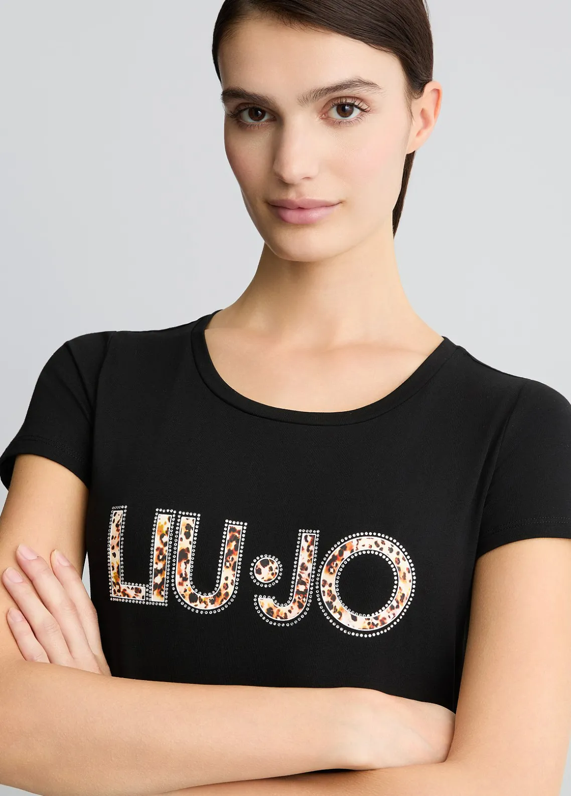 Liu Jo Camiseta con logotipo y strass-Mujer Moda Baño|Camisetas Y Tops
