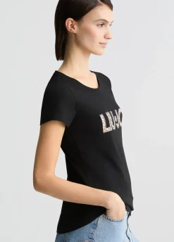 Liu Jo Camiseta con logotipo y strass-Mujer Moda Baño|Camisetas Y Tops