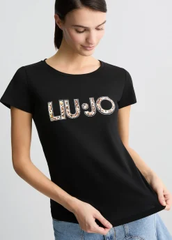 Liu Jo Camiseta con logotipo y strass-Mujer Moda Baño|Camisetas Y Tops
