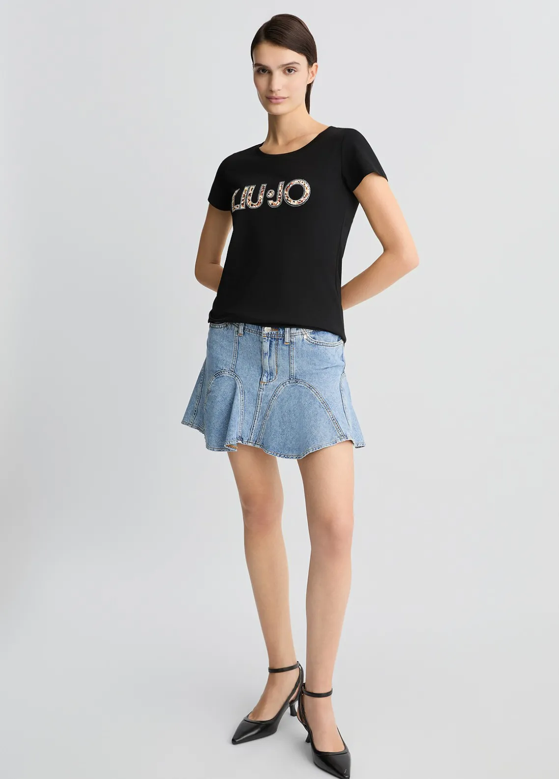 Liu Jo Camiseta con logotipo y strass-Mujer Moda Baño|Camisetas Y Tops