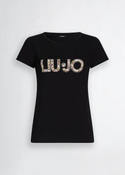 Liu Jo Camiseta con logotipo y strass-Mujer Moda Baño|Camisetas Y Tops