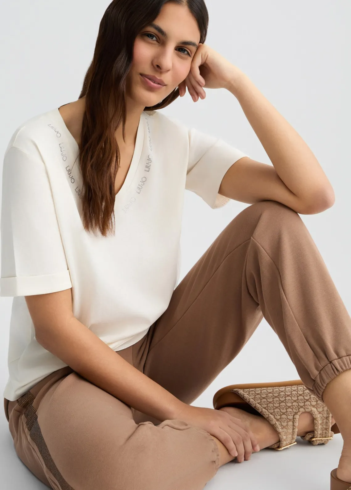 Liu Jo Camiseta con logotipo y strass-Mujer Ropa Deportiva|Camisetas Y Tops