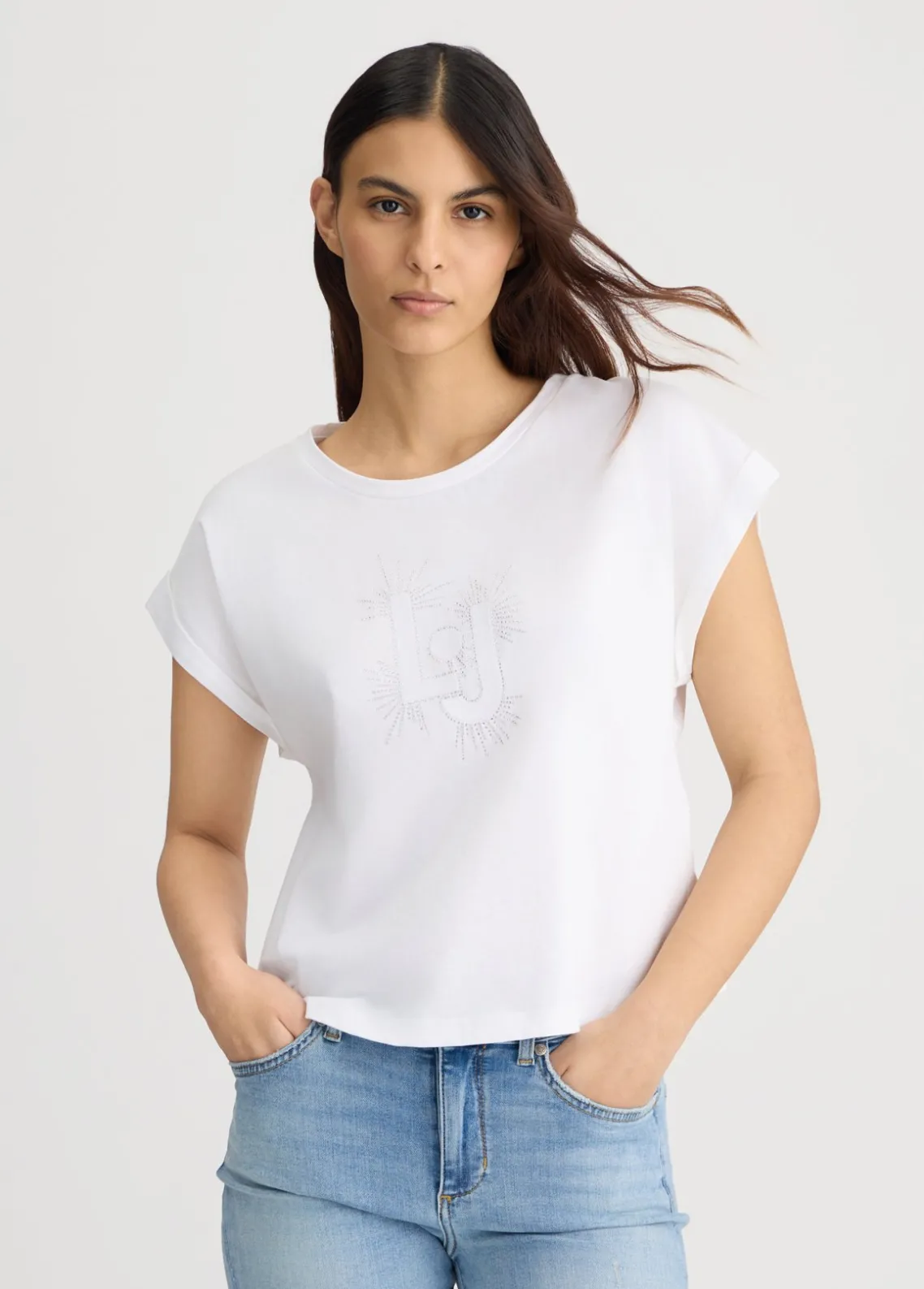 Liu Jo Camiseta con logotipo y strass-Mujer Moda Baño|Camisetas Y Tops