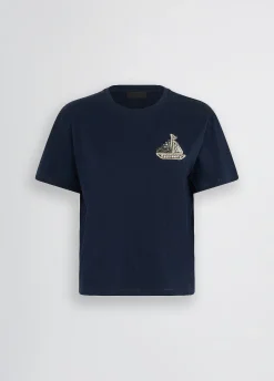 Liu Jo Camiseta de algodón con bordado y strass-Mujer Camisetas Y Tops