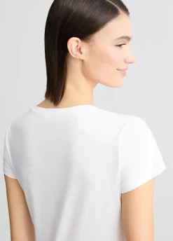 Liu Jo Camiseta de algodón con estampado y aplicaciones de strass-Mujer Camisetas Y Tops