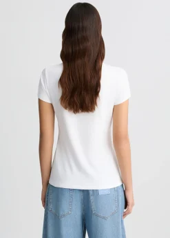 Liu Jo Camiseta de algodón con estampado y aplicaciones de strass-Mujer Camisetas Y Tops