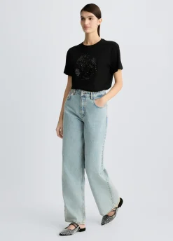 Liu Jo Camiseta de algodón con lentejuelas y strass-Mujer Camisetas Y Tops