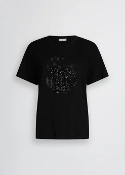 Liu Jo Camiseta de algodón con lentejuelas y strass-Mujer Camisetas Y Tops