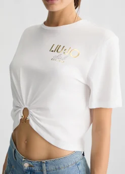 Liu Jo Camiseta de algodón con logotipo-Mujer Camisetas Y Tops