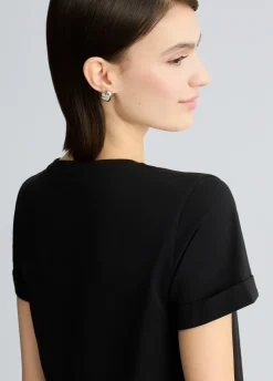 Liu Jo Camiseta de algodón con logotipo y strass-Mujer Ropa Deportiva|Camisetas Y Tops