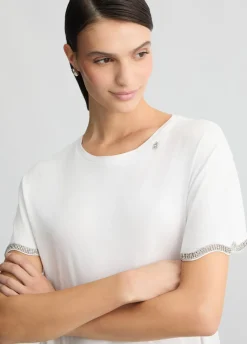 Liu Jo Camiseta de algodón con strass-Mujer Camisetas Y Tops