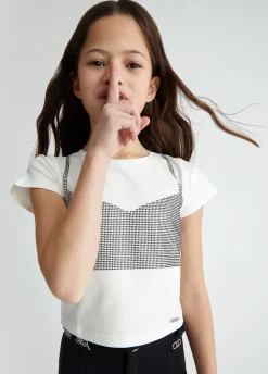 Liu Jo Camiseta de algodón con strass- Camisetas
