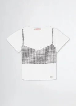 Liu Jo Camiseta de algodón con strass- Camisetas
