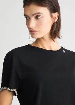 Liu Jo Camiseta de algodón con strass-Mujer Camisetas Y Tops