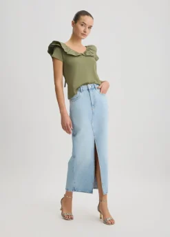 Liu Jo Camiseta de algodón con volantes-Mujer Camisetas Y Tops