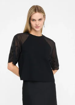 Liu Jo Camiseta de algodón y organza-Mujer Camisetas Y Tops