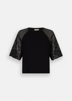 Liu Jo Camiseta de algodón y organza-Mujer Camisetas Y Tops