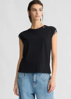 Liu Jo Camiseta de punto con abalorios-Mujer Camisetas Y Tops