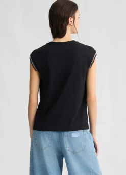 Liu Jo Camiseta de punto con abalorios-Mujer Camisetas Y Tops