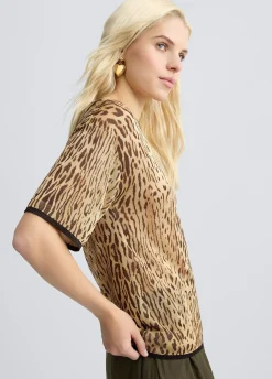 Liu Jo Camiseta de punto con estampado animal-Mujer Cárdigans Y Jerséis