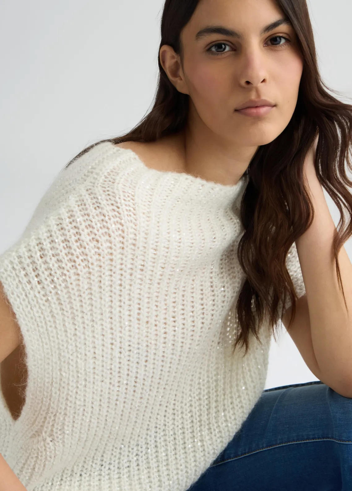 Liu Jo Chaleco de mohair con lentejuelas-Mujer Cárdigans Y Jerséis