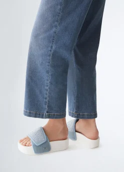 Liu Jo Chanclas de denim con plataforma y strass-Mujer Mocasines