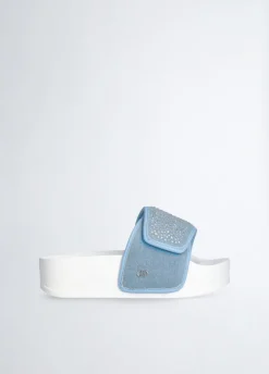 Liu Jo Chanclas de denim con plataforma y strass-Mujer Mocasines