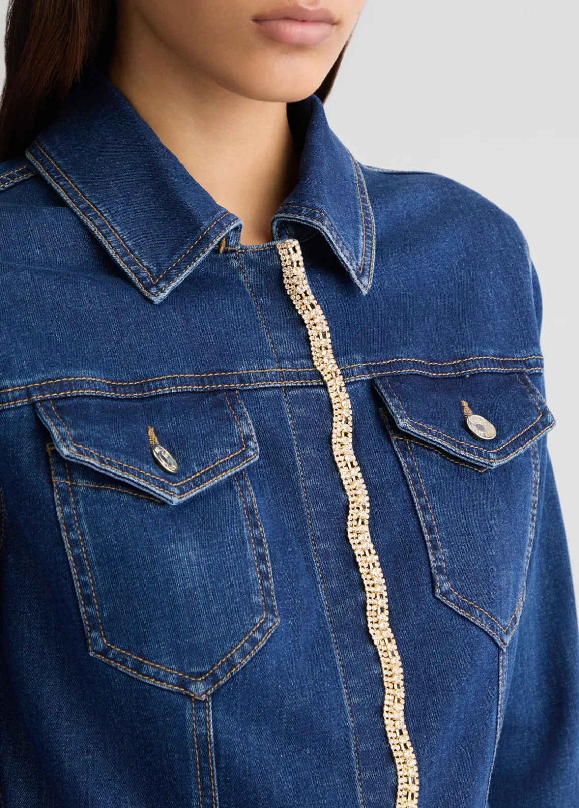 Liu Jo Chaqueta vaquera con strass-Mujer Abrigos Y Chalecos|Chaquetas
