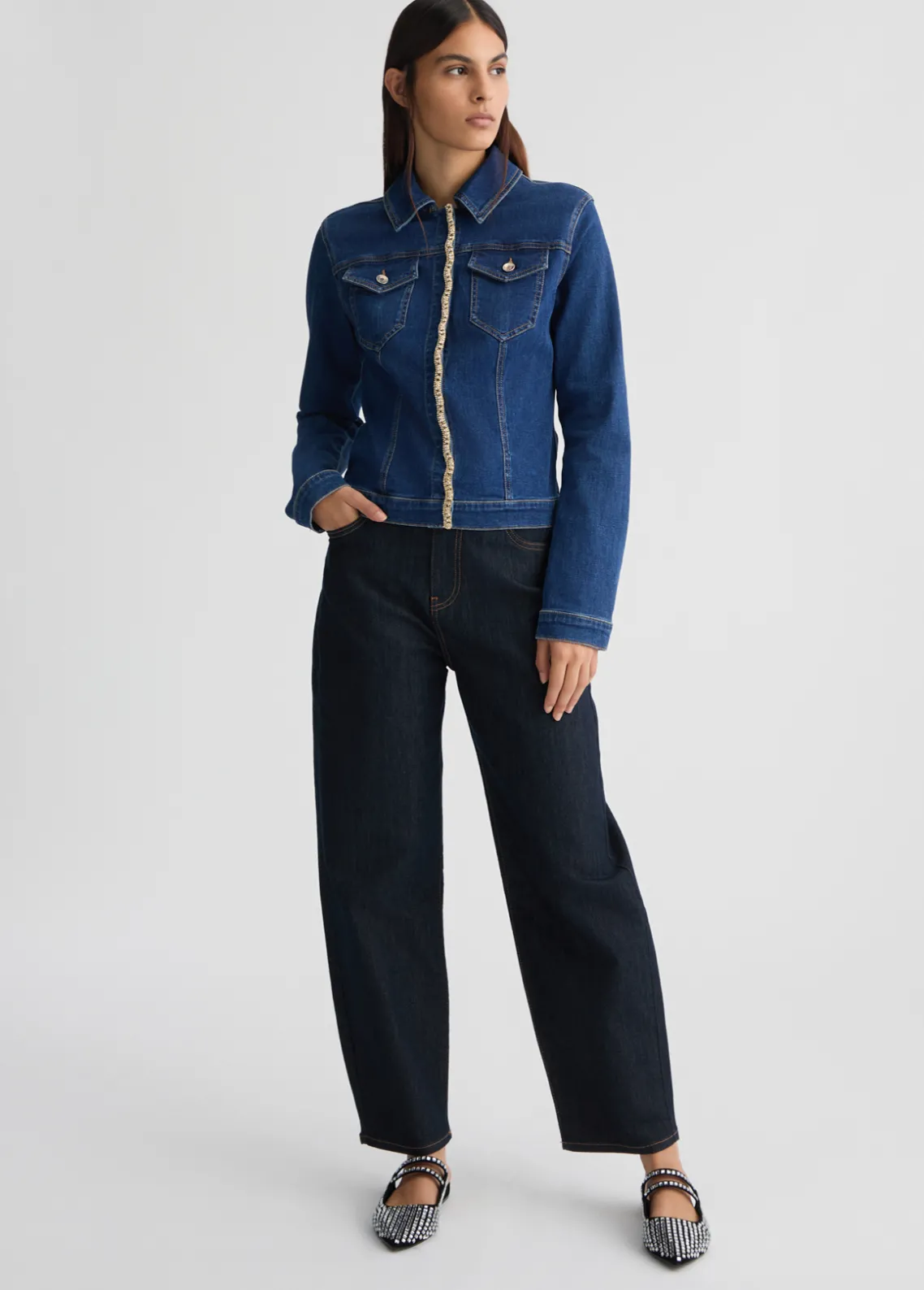 Liu Jo Chaqueta vaquera con strass-Mujer Abrigos Y Chalecos|Chaquetas