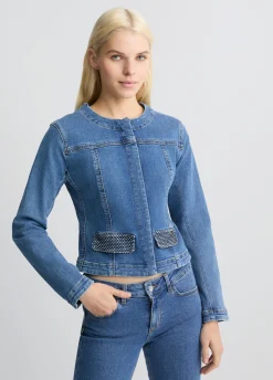 Liu Jo Chaqueta vaquera con strass-Mujer Chaquetas