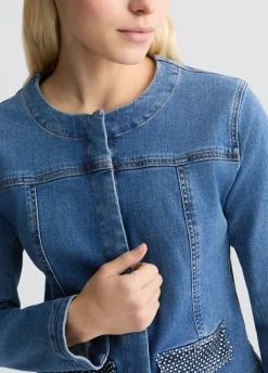 Liu Jo Chaqueta vaquera con strass-Mujer Chaquetas
